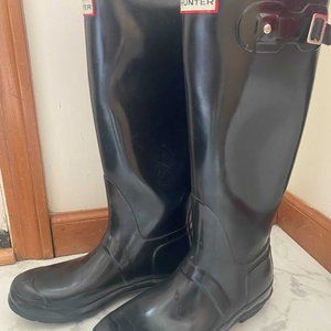 Hunter Original Black Tall Gloss Rain Boots Size 9